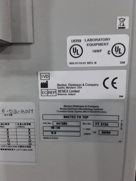 Becton Dickinson Becton Dickinson Bactec FX Blood Culture System Clinical Lab reLink Medical