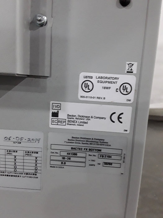 Becton Dickinson Becton Dickinson Bactec FX Blood Culture System Clinical Lab reLink Medical