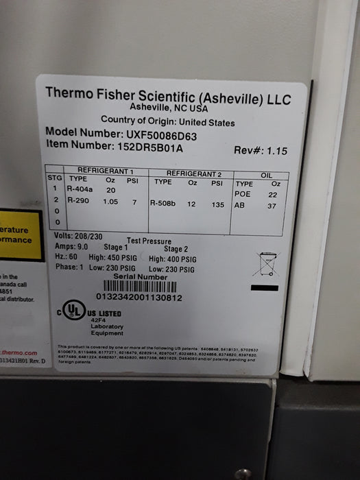 Thermo Scientific UXF Ultralow Freezer
