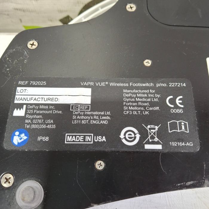 DePuy DePuy VAPR VUE 792025 Wireless Footswitch Surgical Equipment reLink Medical