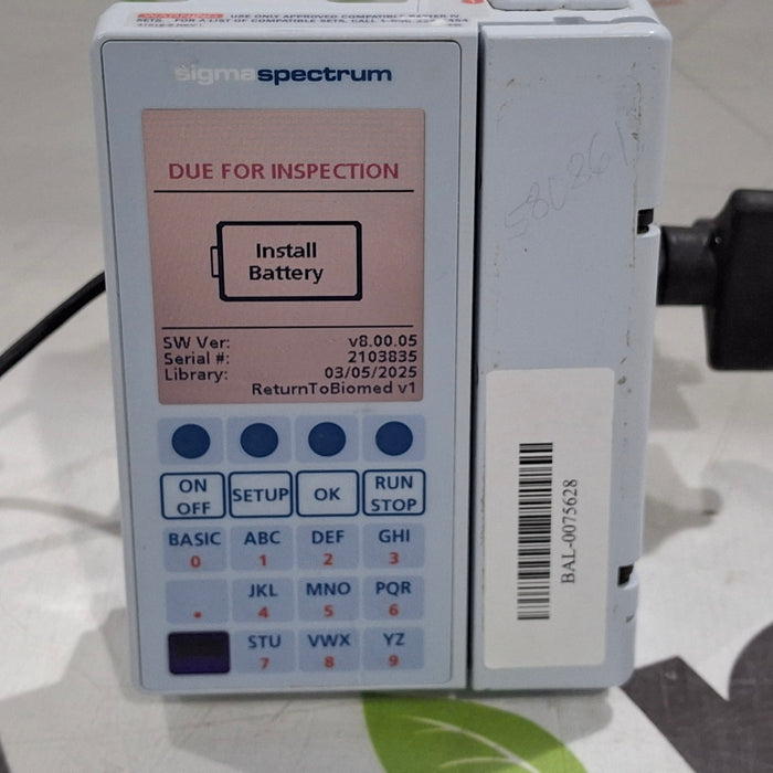 Baxter Sigma Spectrum 8.00.05 w/o Battery Infusion Pump