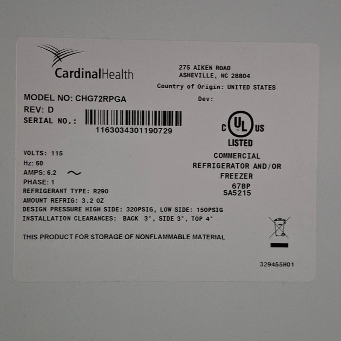 Cardinal Health Pro Series Lab Refrigerator