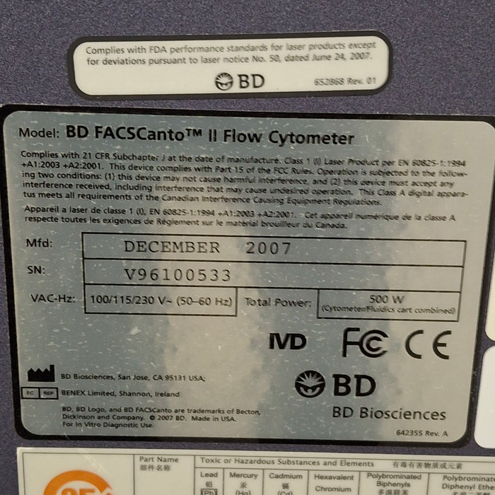 Becton Dickinson FACScanto II Flow Cytometer