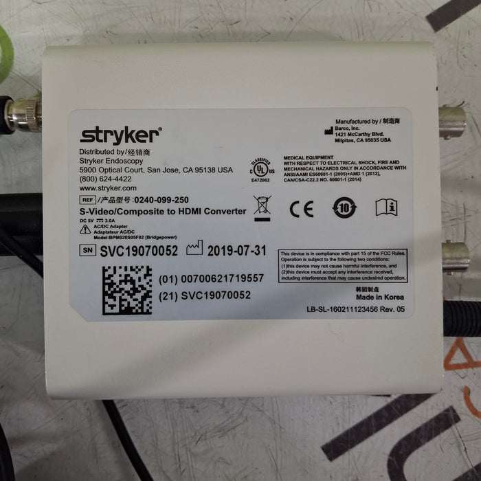 Stryker Stryker 0240-099-250 S-Video/Composite to HDMI Convertor Rigid Endoscopy reLink Medical