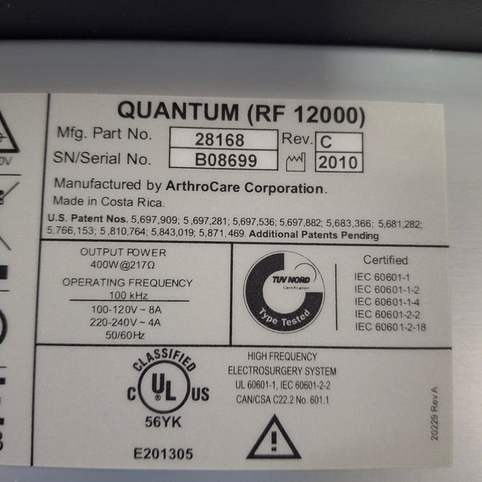 ArthroCare Corporation ArthroCare Corporation Quantum 2 Electrosurgical Unit Electrosurgical Units reLink Medical
