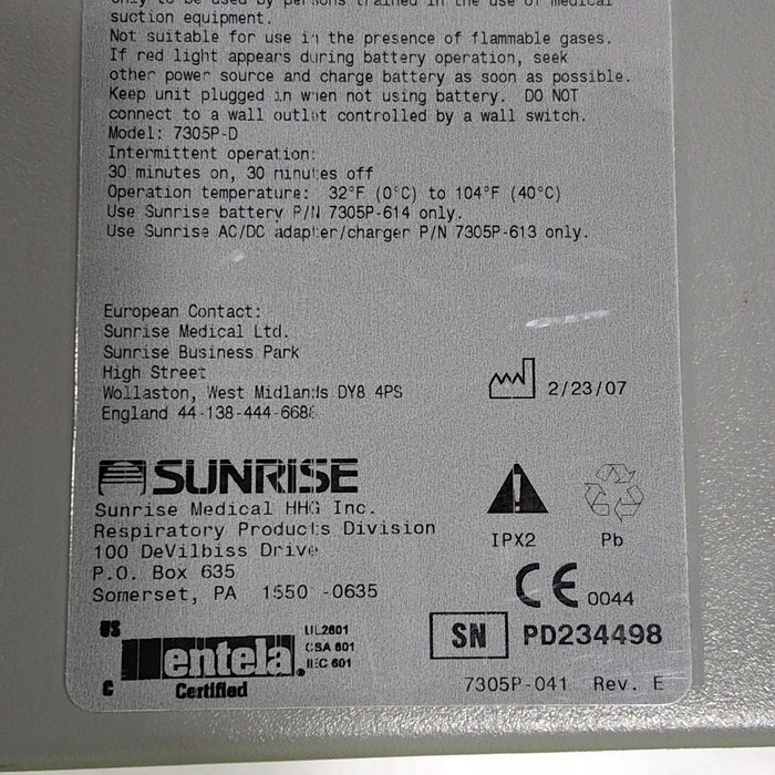 DeVilbiss Healthcare DeVilbiss Healthcare 7305P-D Portable Aspirator Medical Surgical Equipment reLink Medical