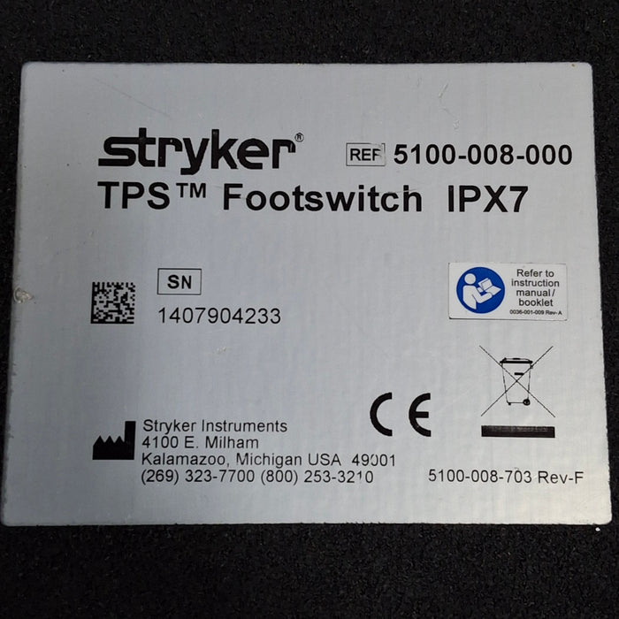 Stryker Stryker TPS Two-Pedal IPX7 Footswitch Surgical Equipment reLink Medical
