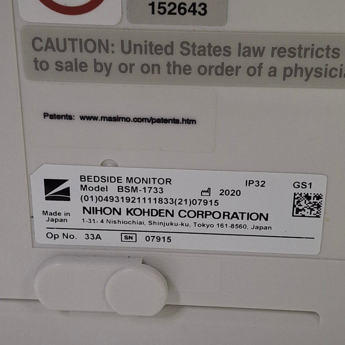 Nihon Kohden BSM-1733 Life Scope PT Transport Patient Monitor