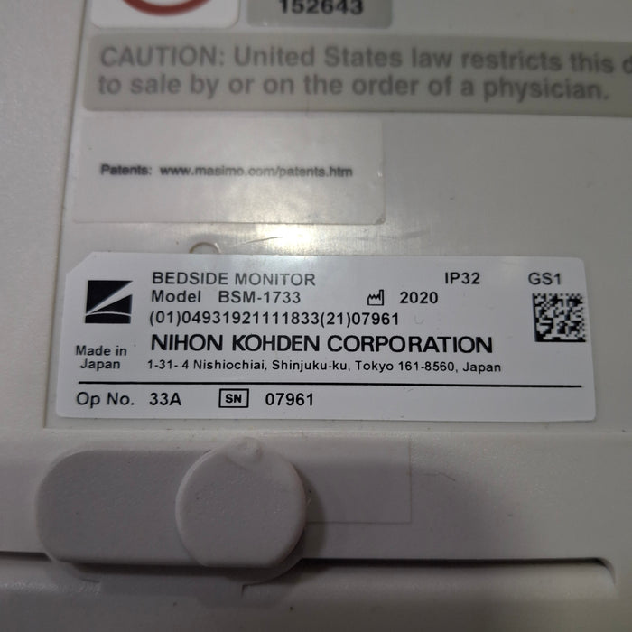 Nihon Kohden BSM-1733 Life Scope PT Transport Patient Monitor