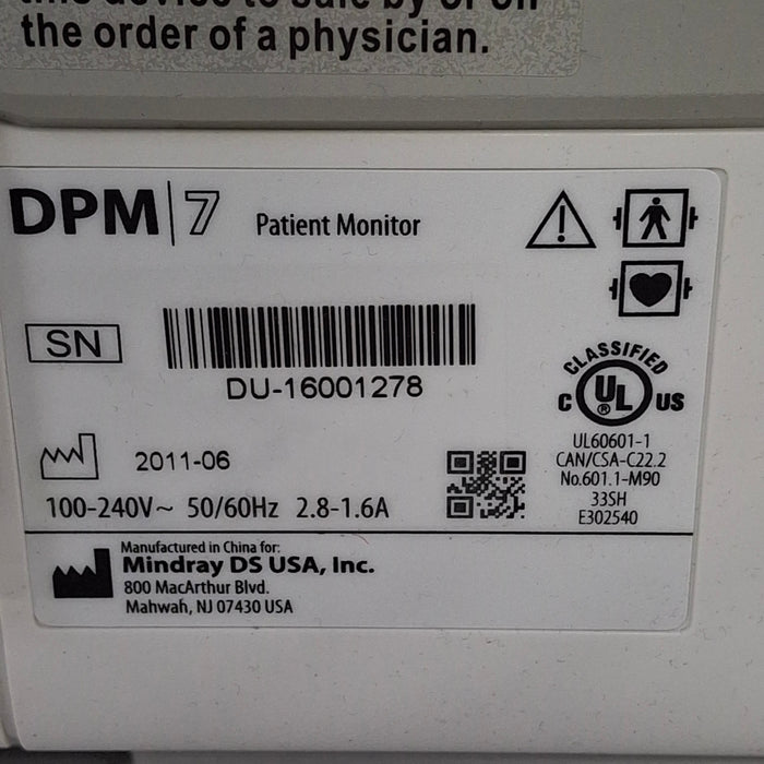 Mindray Mindray DPM7 Patient Monitor Patient Monitors reLink Medical