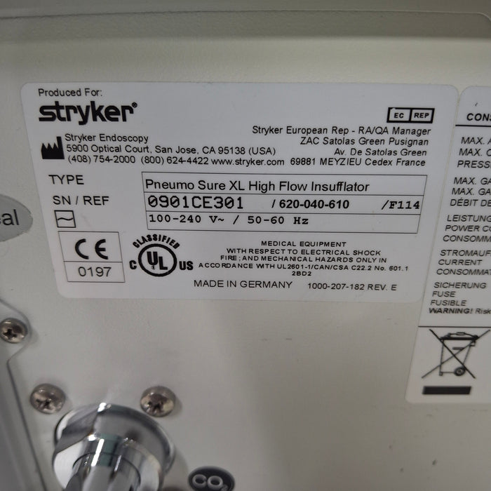 Stryker Stryker 620-040-610 Pneumo Sure XL High Flow Insufflator Rigid Endoscopy reLink Medical