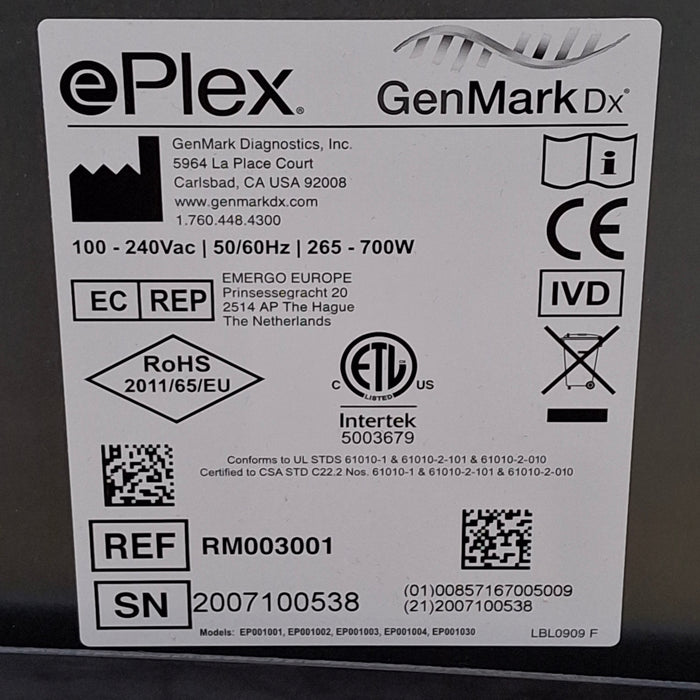 GenMark ePlex GenMark DX Molecular Diagnostic System