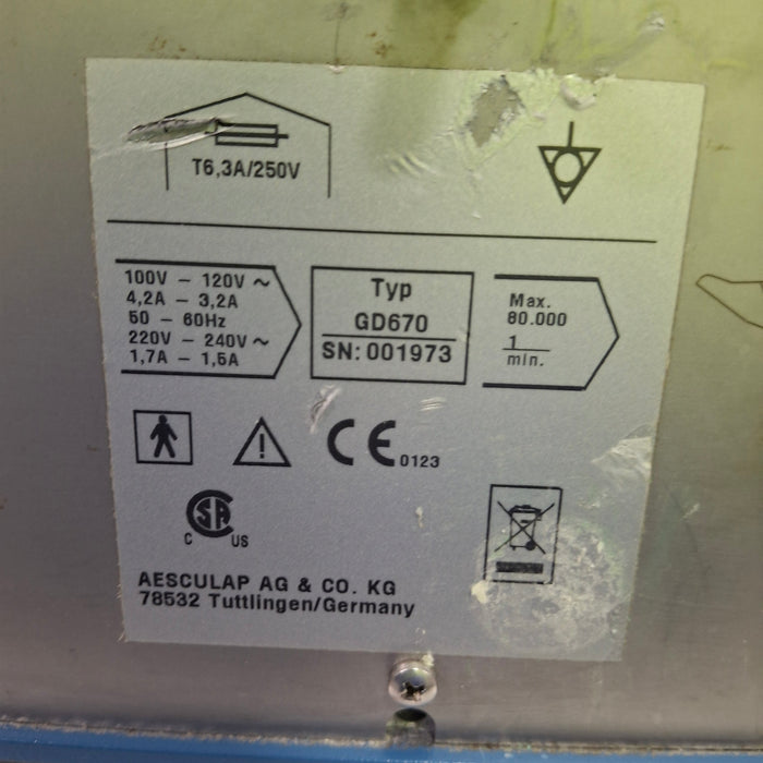 Aesculap, Inc. GD670 Microspeed Uni Power Surgical System