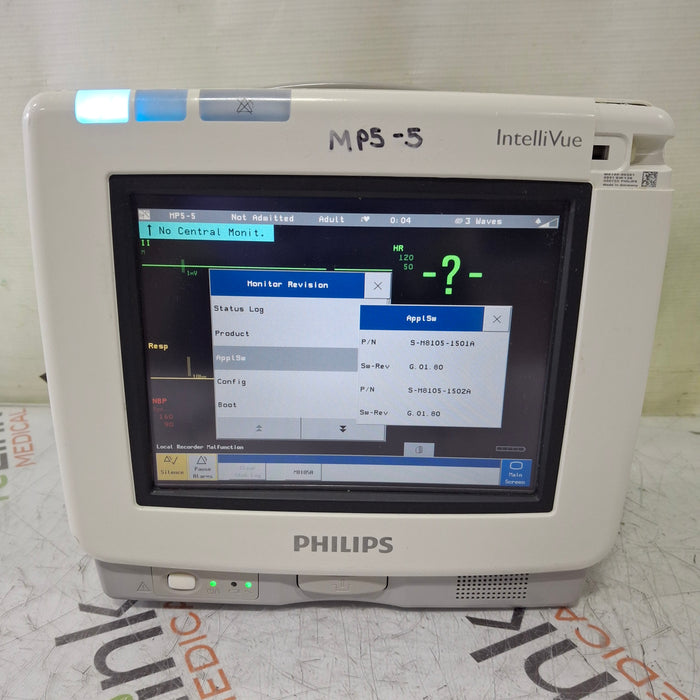 Philips Intellivue MP5 - ECG, Fast SpO2, NIBP, Press, Temp Patient Monitor