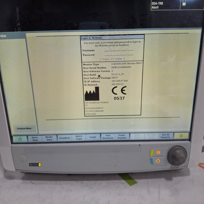 GE Healthcare Carescape B650 Patient Monitor