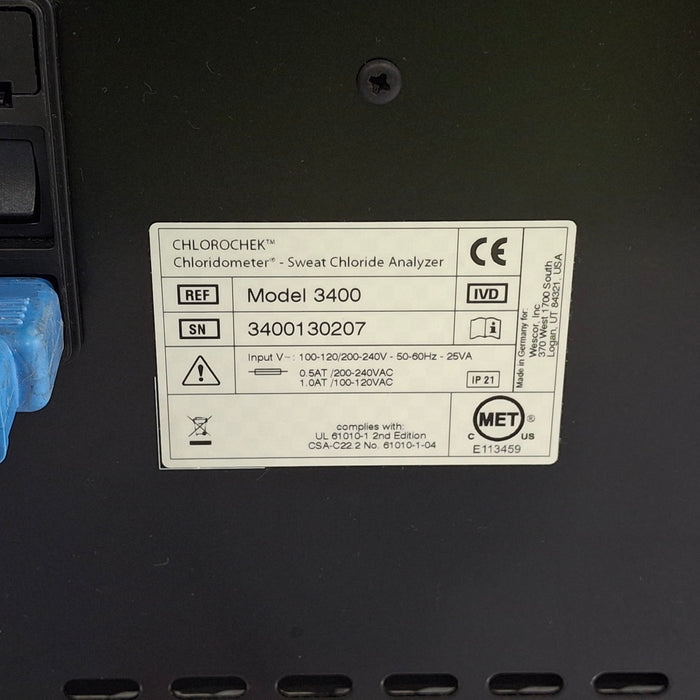 Wescor 3400-RUO Chlorochek Chloridometer - Sweat Chloride Analyzer