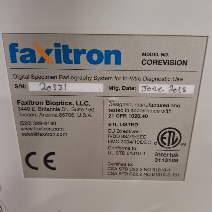 Faxitron Bioptics, LLC Core Vision Bioptics Portable X-Ray System