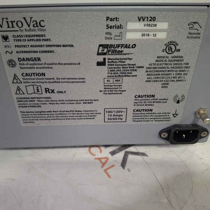 Buffalo Filter ViroVac Smoke Evacuation System