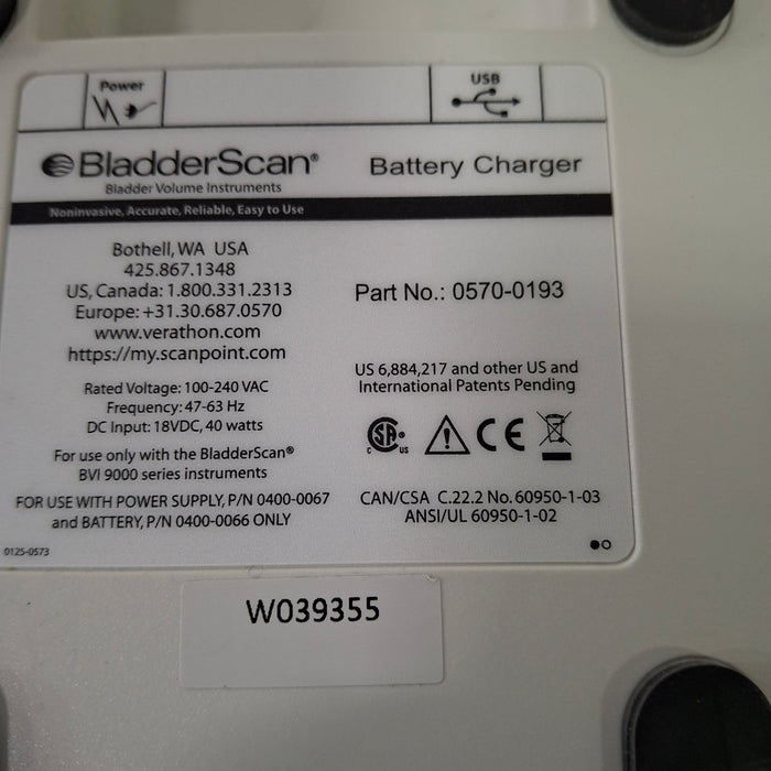 Verathon Medical, Inc BladderScan 0570-0193 Battery Charger