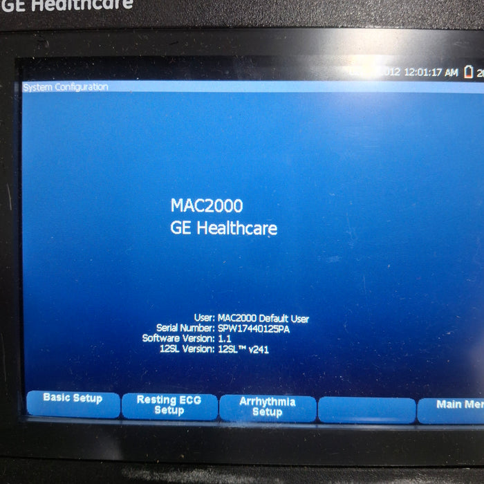 GE Healthcare MAC 2000 ECG