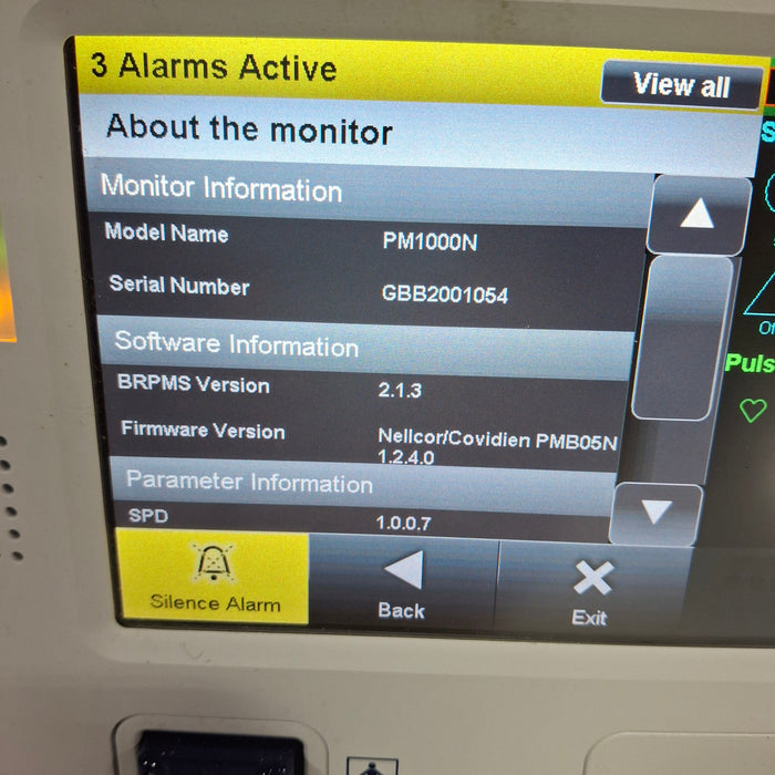 Covidien PM1000N Nellcor Bedside SPO2 Monitor