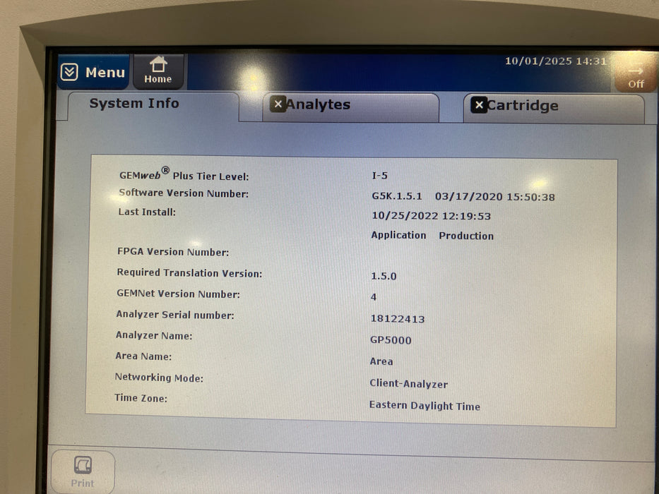Instrumentation Laboratory Company Gem Premier 5000 Blood Gas Analyzer