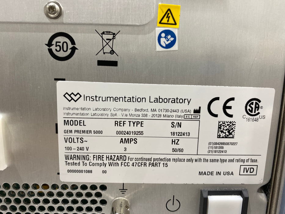 Instrumentation Laboratory Company Gem Premier 5000 Blood Gas Analyzer