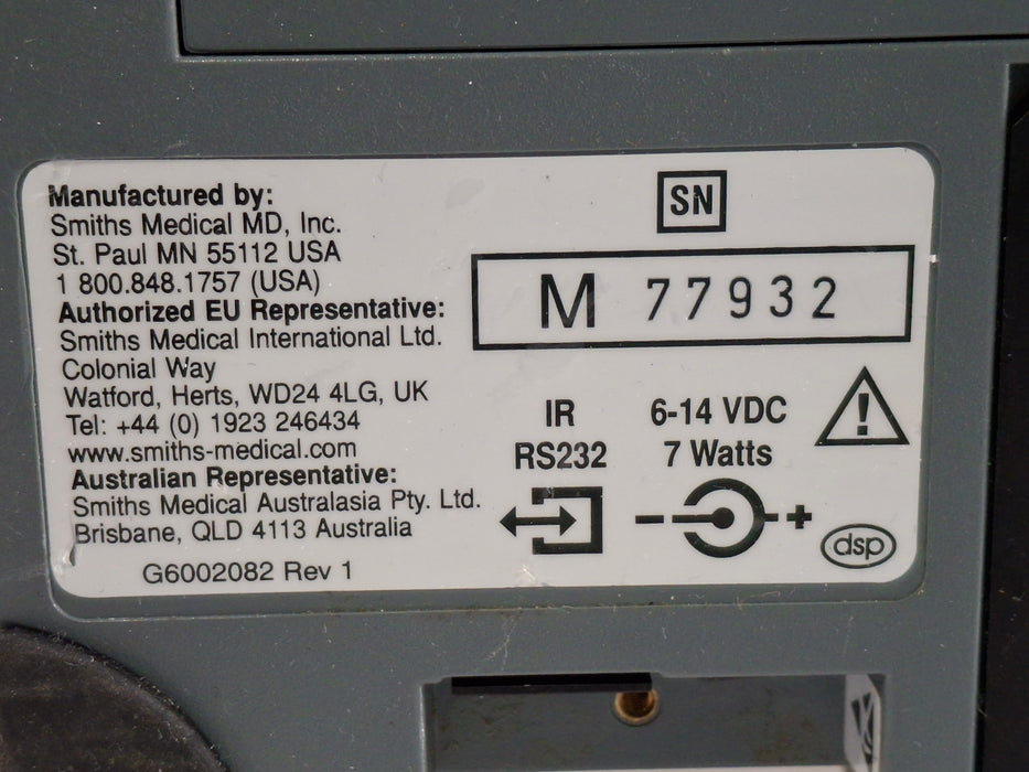 Smiths Medical Medfusion 3500 Version 5 Syringe Infusion Pump