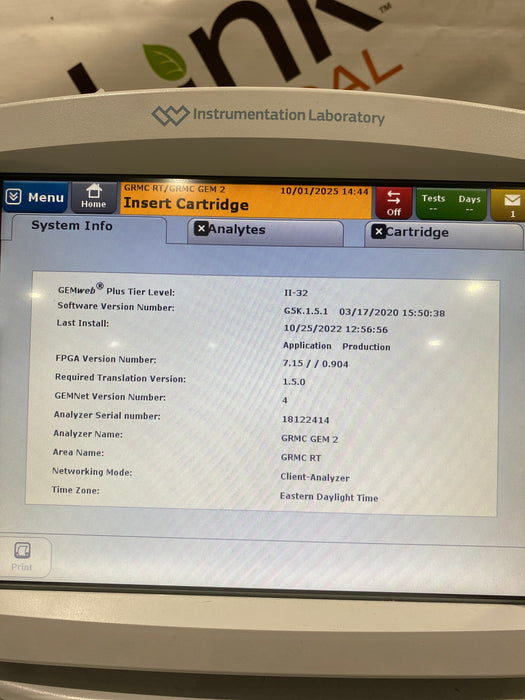 Instrumentation Laboratory Company Gem Premier 5000 Blood Gas Analyzer