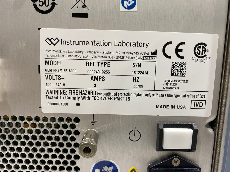 Instrumentation Laboratory Company Gem Premier 5000 Blood Gas Analyzer