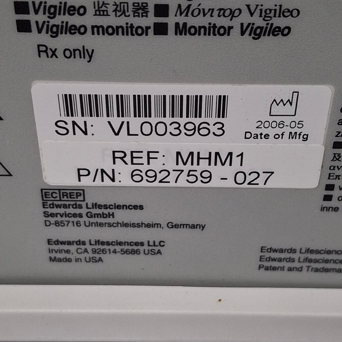 Edwards Lifesciences Vigileo Patient Monitor