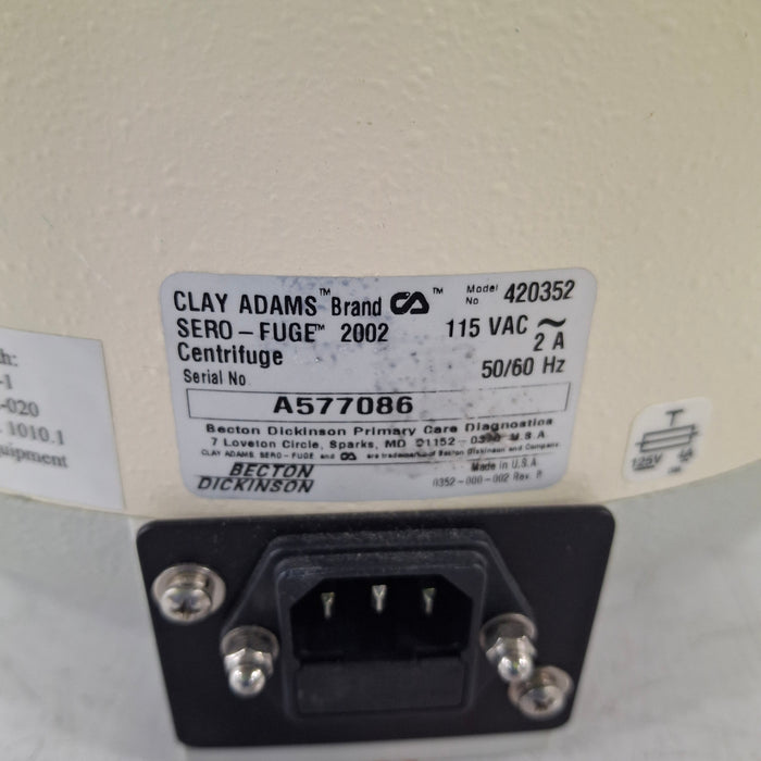 Clay Adams 420352 Sero-fuge 2002 2-Speed Centrifuge