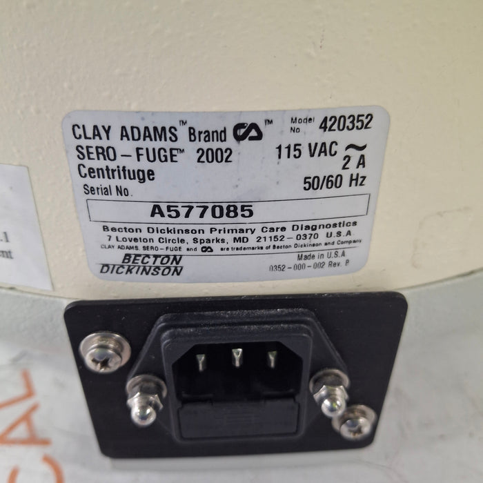 Clay Adams 420352 Sero-fuge 2002 2-Speed Centrifuge