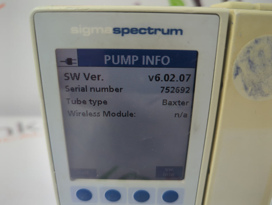 Baxter Sigma Spectrum 6.02.07 without Battery Infusion Pump