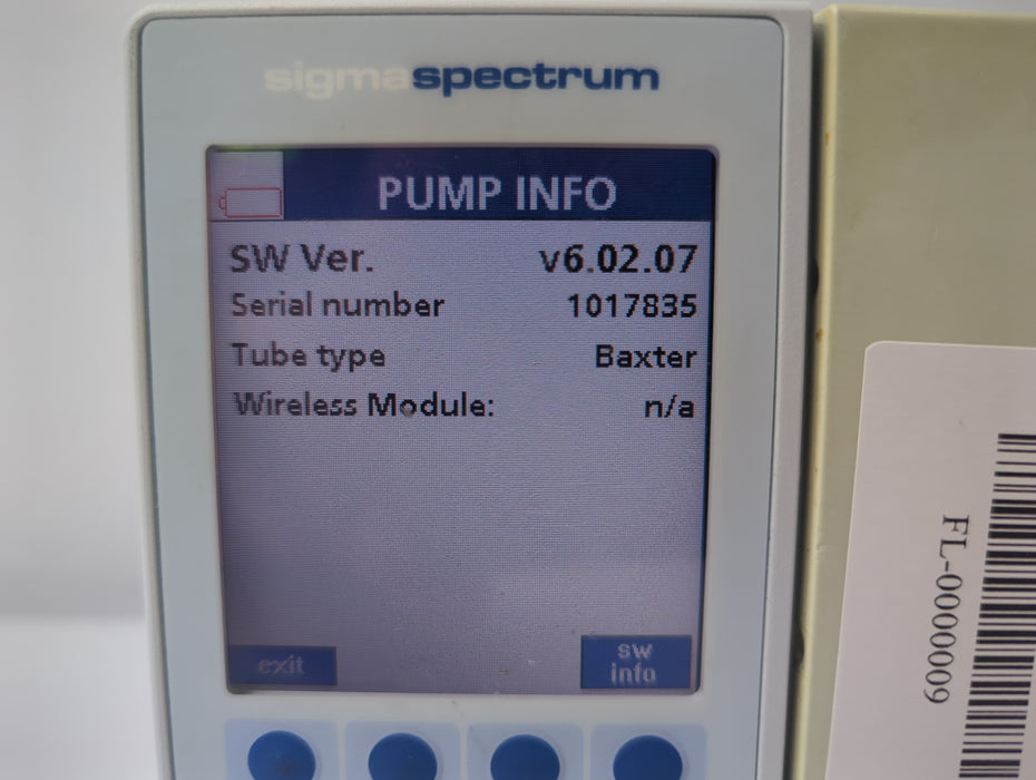 Baxter Sigma Spectrum 6.02.07 without Battery Infusion Pump
