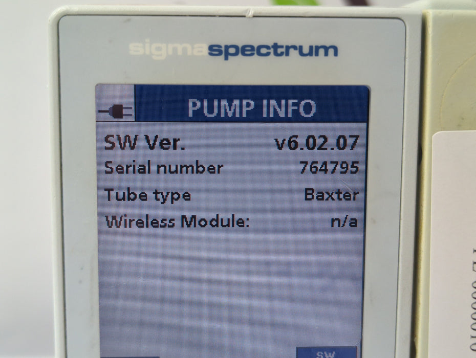 Baxter Sigma Spectrum 6.02.07 without Battery Infusion Pump