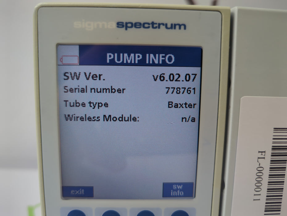 Baxter Sigma Spectrum 6.02.07 without Battery Infusion Pump