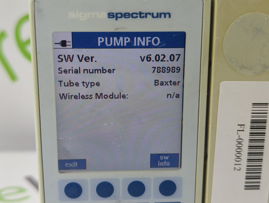 Baxter Sigma Spectrum 6.02.07 without Battery Infusion Pump