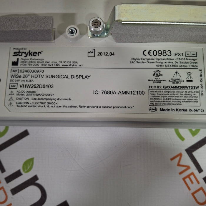 Stryker WiSe 26" HDTV Surgical Display 240-030-970 Monitor