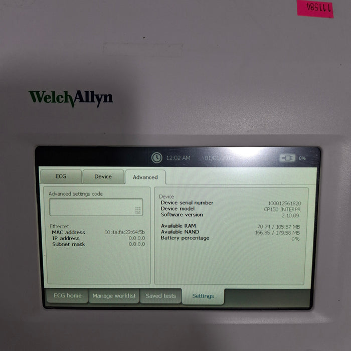 Welch Allyn CP150 ECG