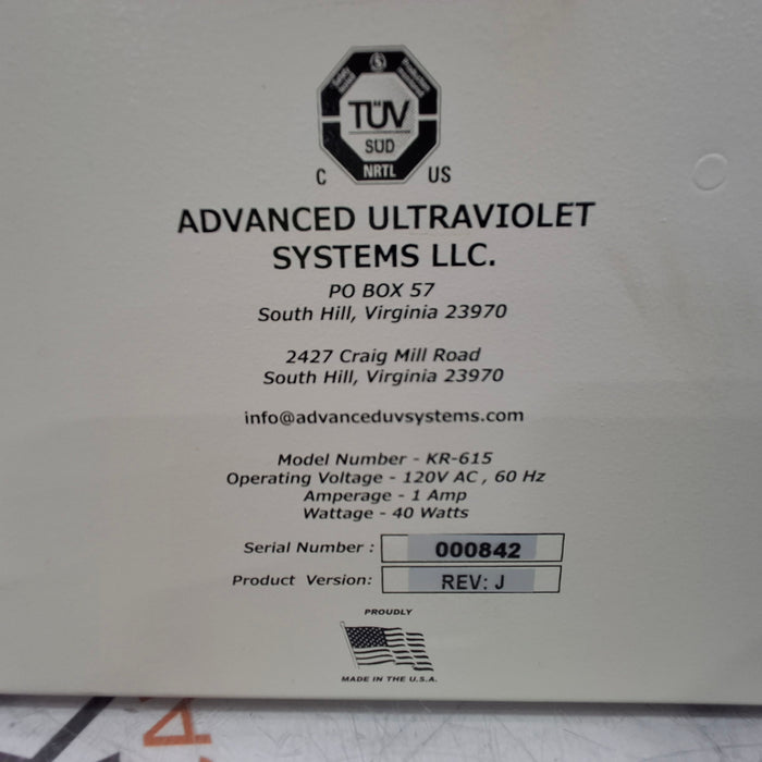 Advanced Ultraviolet Systems LLC KR-615 Disinfection Device