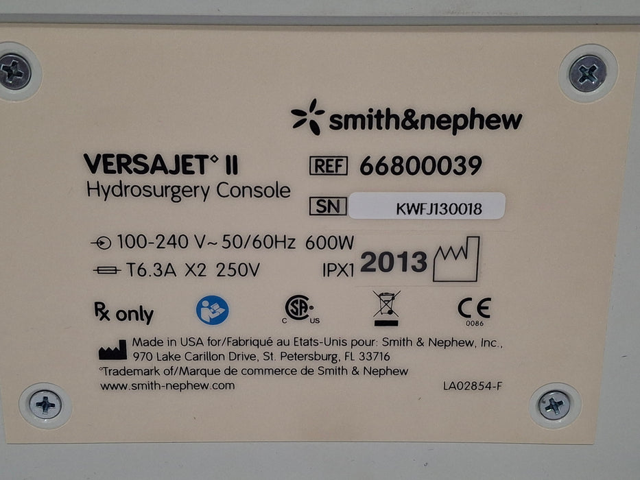 Smith & Nephew Versajet II Hydrosurgery Console