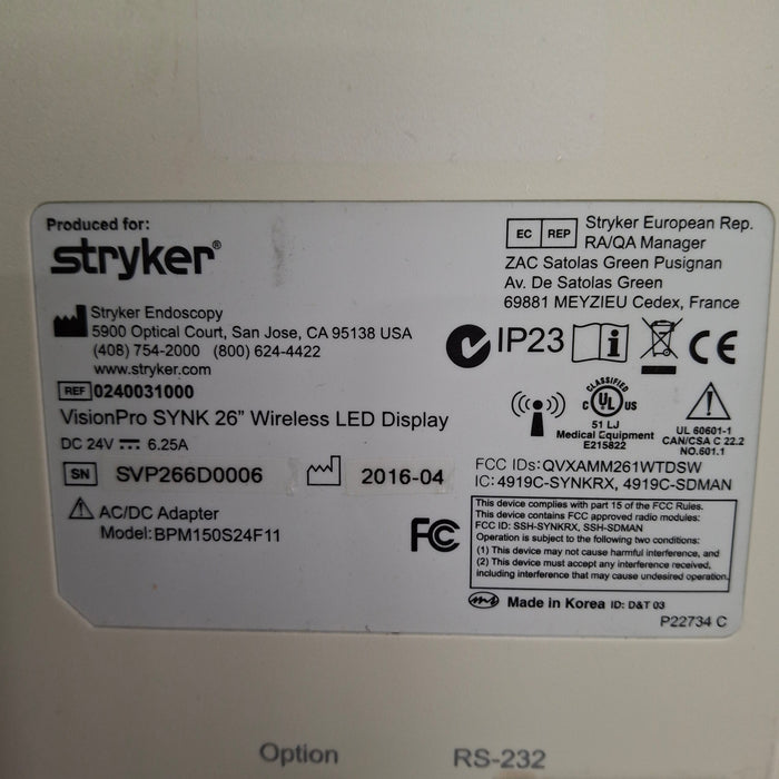 Stryker VisionPro SYNK 26 Wireless LED Display