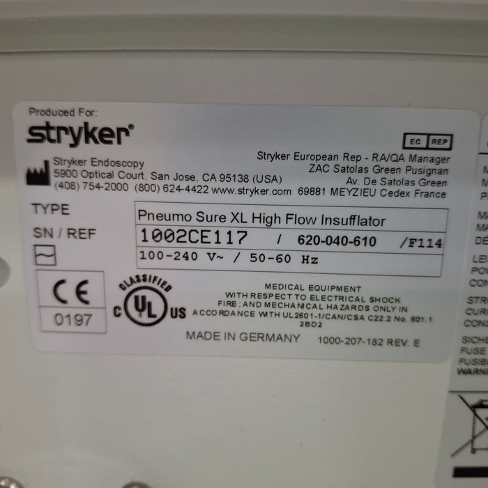 Stryker 620-040-610 Pneumo Sure XL High Flow Insufflator