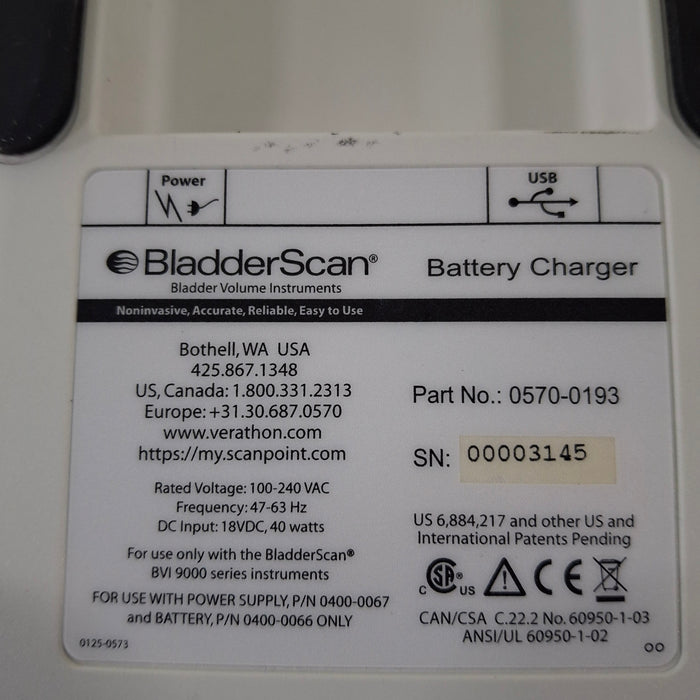 Verathon Medical, Inc BladderScan 0570-0193 Battery Charger