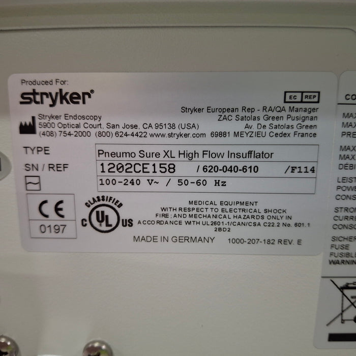 Stryker 620-040-610 Pneumo Sure XL High Flow Insufflator