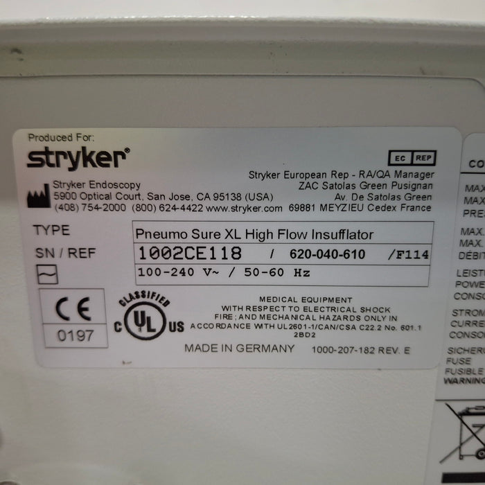 Stryker 620-040-610 Pneumo Sure XL High Flow Insufflator