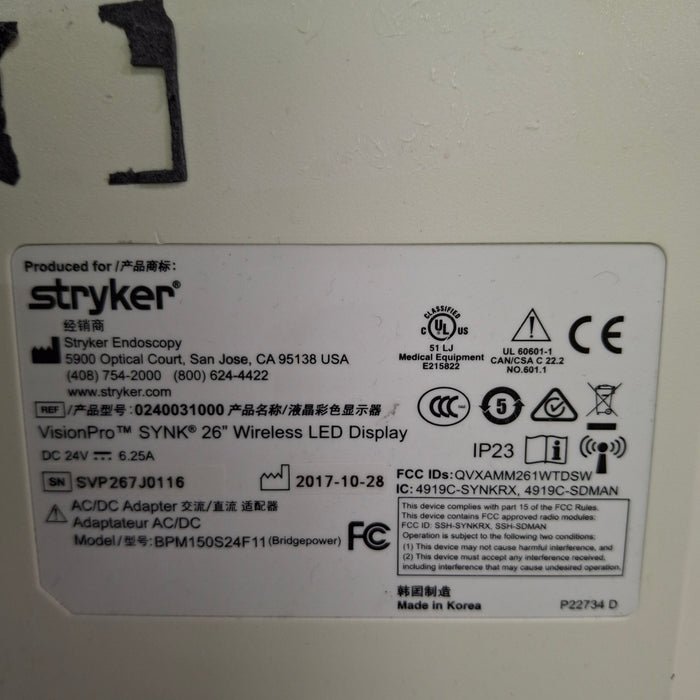 Stryker VisionPro SYNK 26 Wireless LED Display