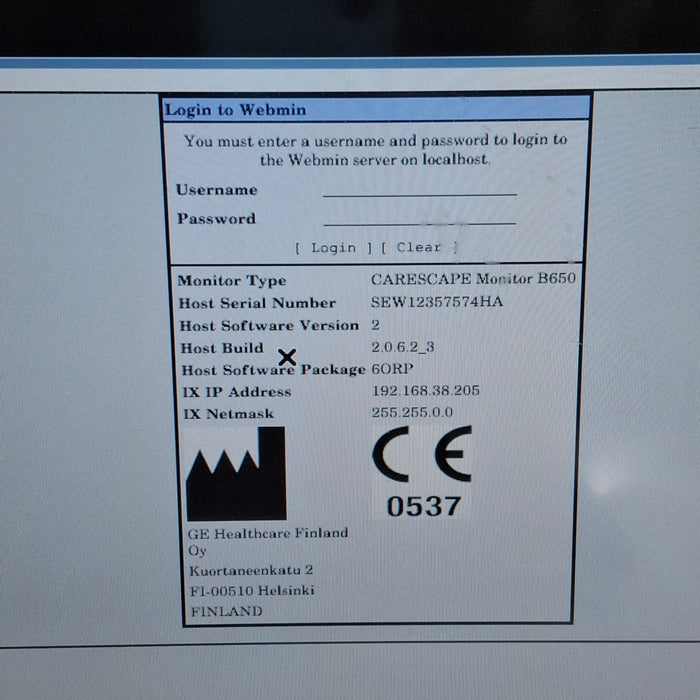 GE Healthcare Carescape B650 Anesthesia Care Patient Monitor