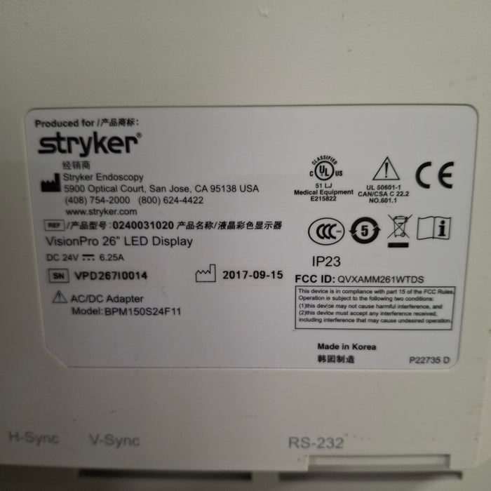 Stryker VisionPro 26" LED Display Monitor